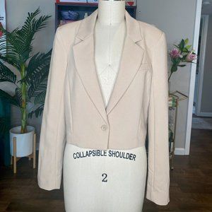 ON HOLD Abercrombie & Fitch Cropped Blazer Small Cream Beige Ivory Matilda Djerf